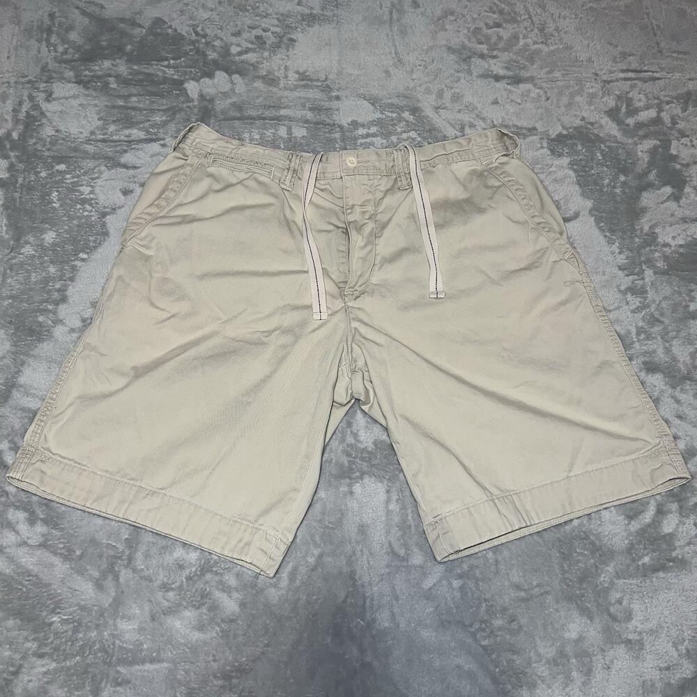 Polo by Ralph Lauren Size 36 Khaki Cargo Shorts Draw String 100% Cotton